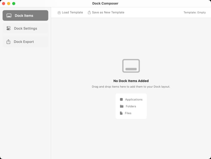 Dock Composer Main Interface - Drag and drop dock builder in action