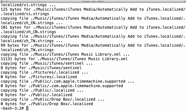 Copy complete Terminal window