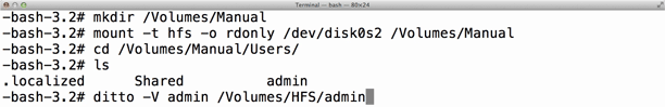 ditto command example in Terminal window