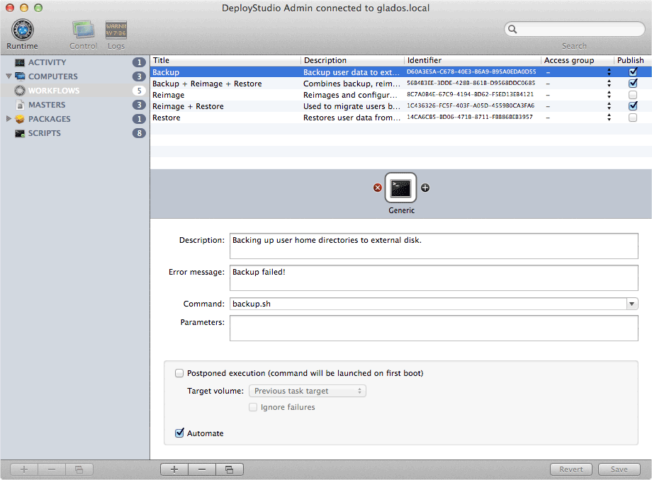 DeployStudio add generic script