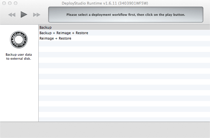 DeployStudio workflow selection