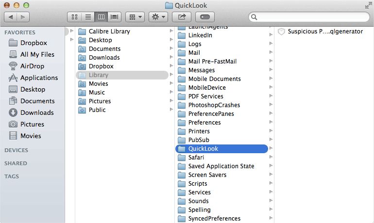 Library QuickLook folder
