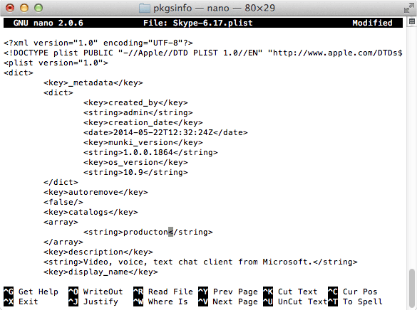 Editing manifest catalog