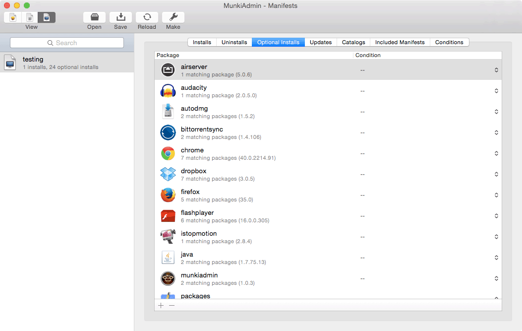 MunkiAdmin interface