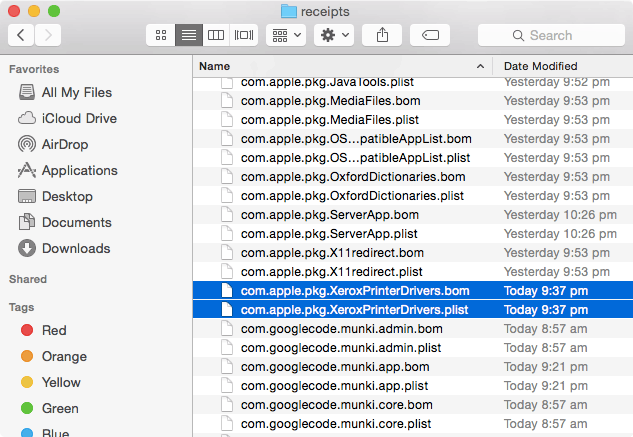 var db directory receipts