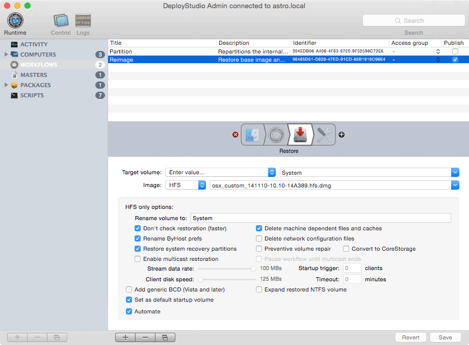 Restore task